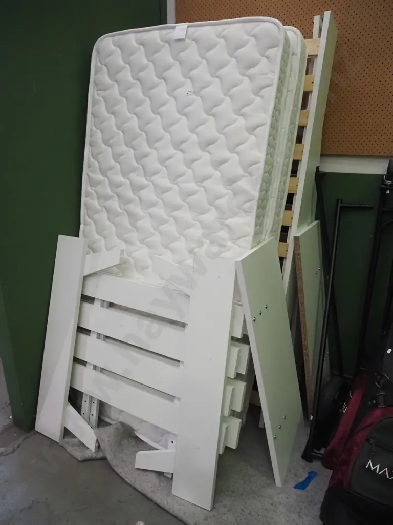 chip board and melteca slat based bunk set with mattresses Image 1++