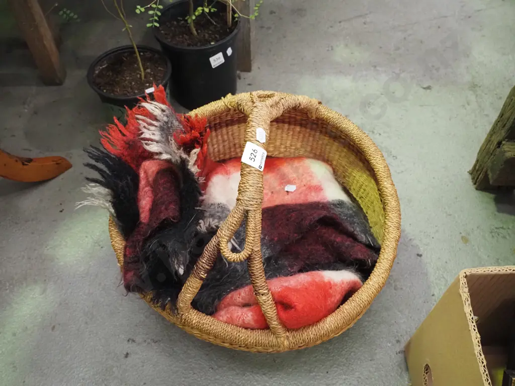 seagrass basket, mohair blanket Image 1++
