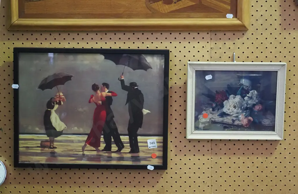 small framed floral print, Vettriano print - red dots Image 1++