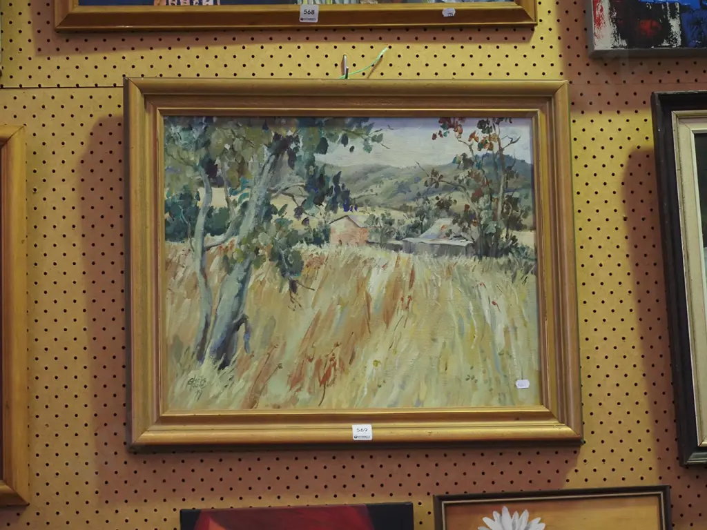 framed Chris Moore '99 - oil - pastural scene Image 1++