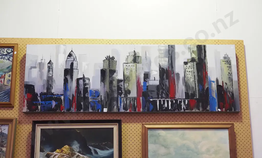 framed mixed media on canvas - city scape Image 1++