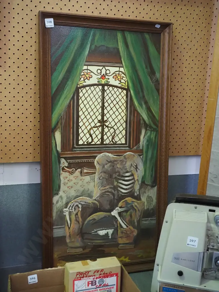 framed Judith Wolfe oil - armchair Image 1++