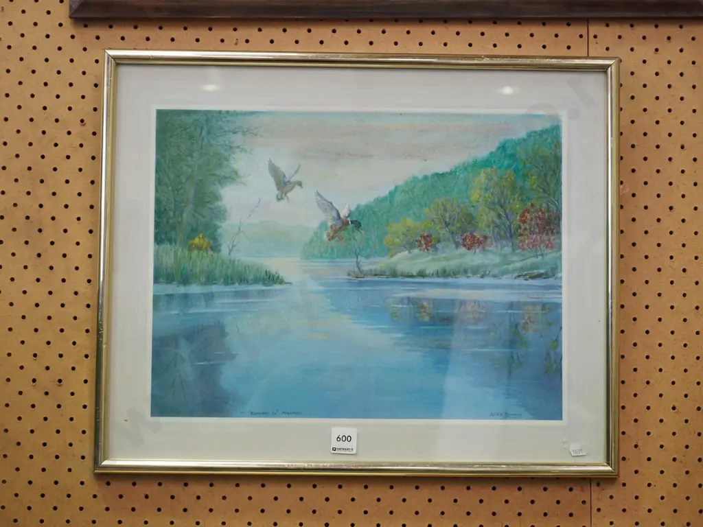 framed mixed media - ducks landing on pond Image 1++