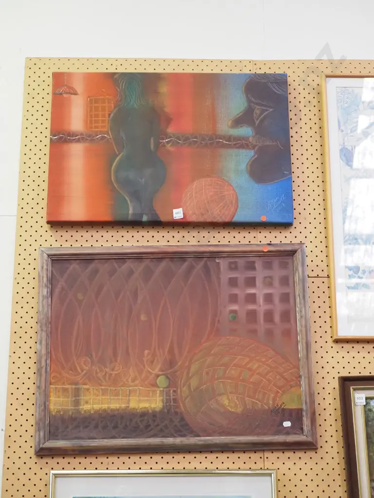 acrylic on canvas, acrylic on board - abstract, portrait - red dots Image 1++