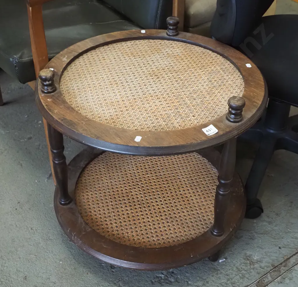 mahogany and bergere 2 tier end table Image 1++