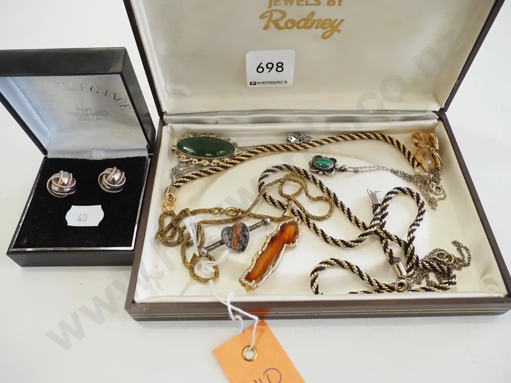 silver earrings, box of pendants and necklaces Image 1++