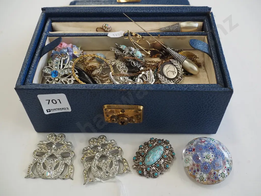 jewellery box and contents, glass paper weight etc Image 1++