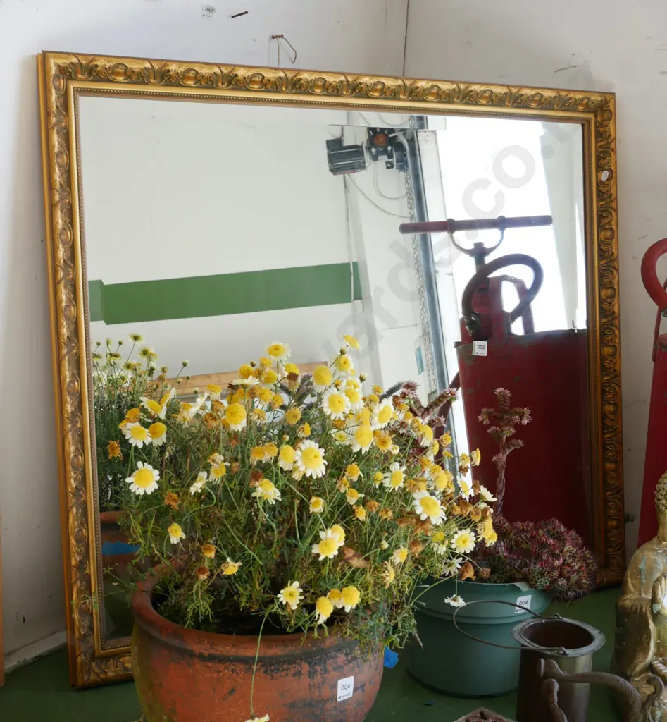 bevelled edge gilt framed wall mirror  Image 1++
