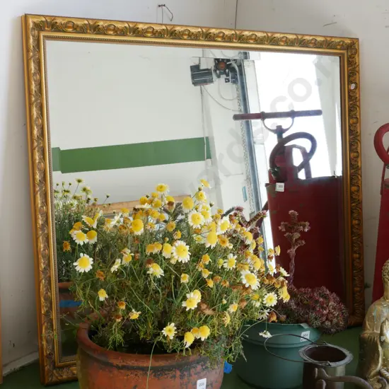 bevelled edge gilt framed wall mirror 