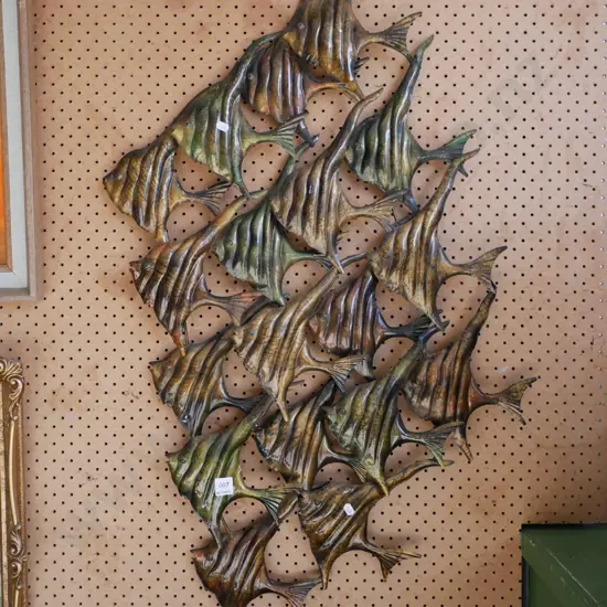 metal wall hanging school of fish