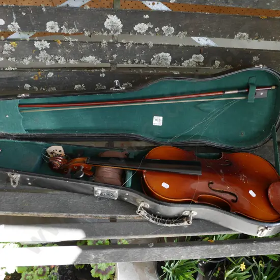 vintage viola in case with bow