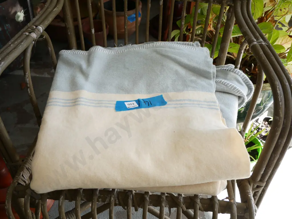 2x white and blue woollen blankets Image 1++
