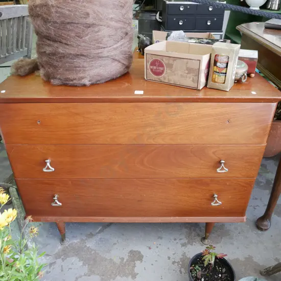 restorer's mid-century 3 drawer lowboy H-680 W-910 D-420