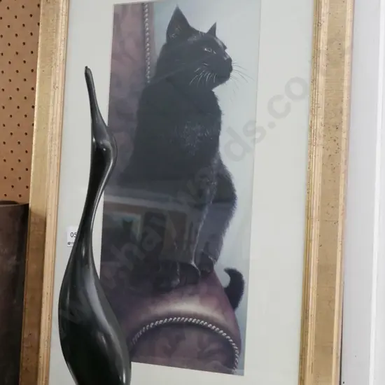 framed black cat print