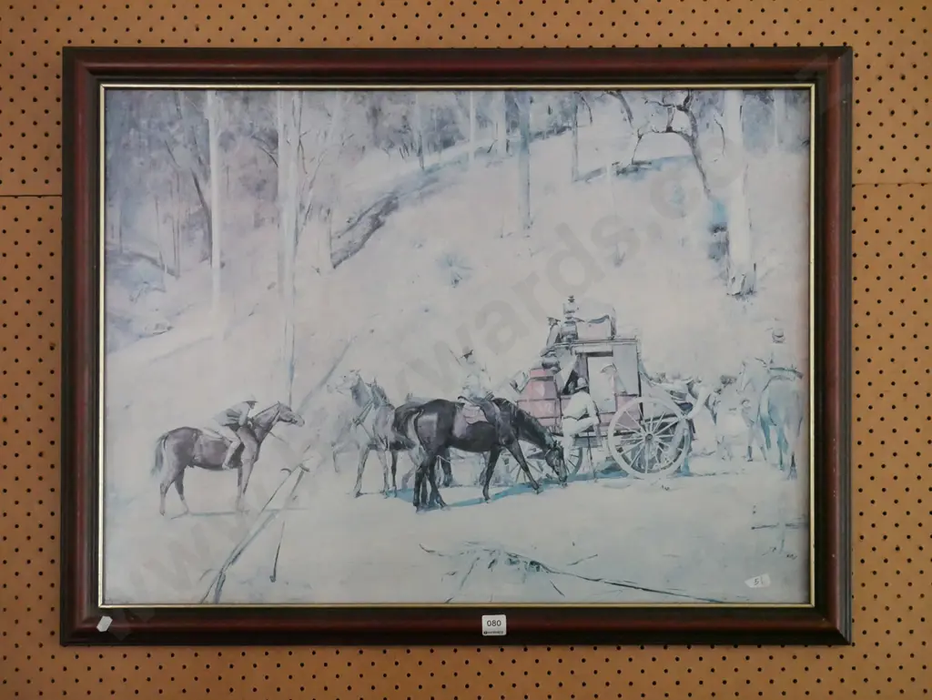 framed faded print - stage coach robbery Image 1++