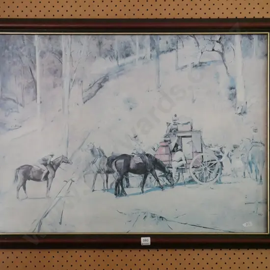 framed faded print - stage coach robbery