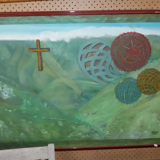 acrylic on board - shapes and landscape