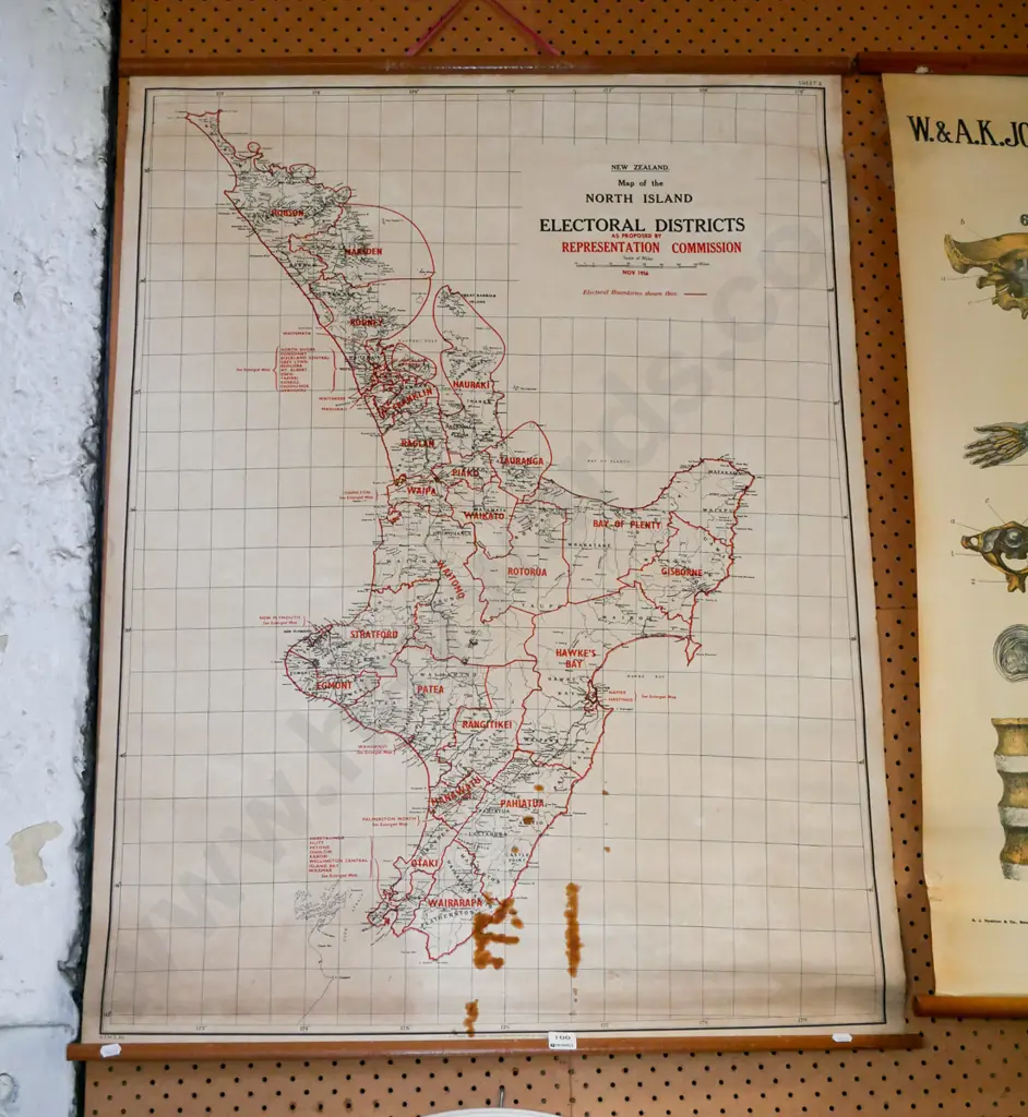 drop down maps - North Island Electoral Districts 1956 Image 1++