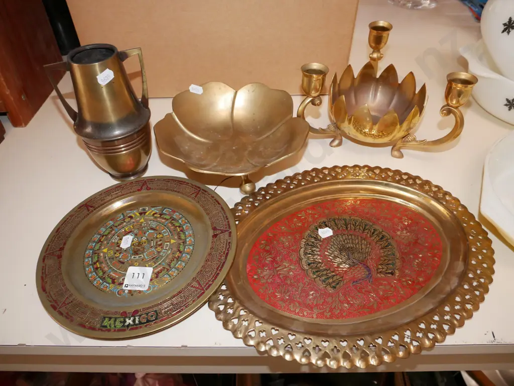 brass ware;comport, vase, plates Image 1++