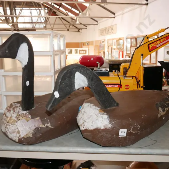 2x wood and polystyrene goose decoys