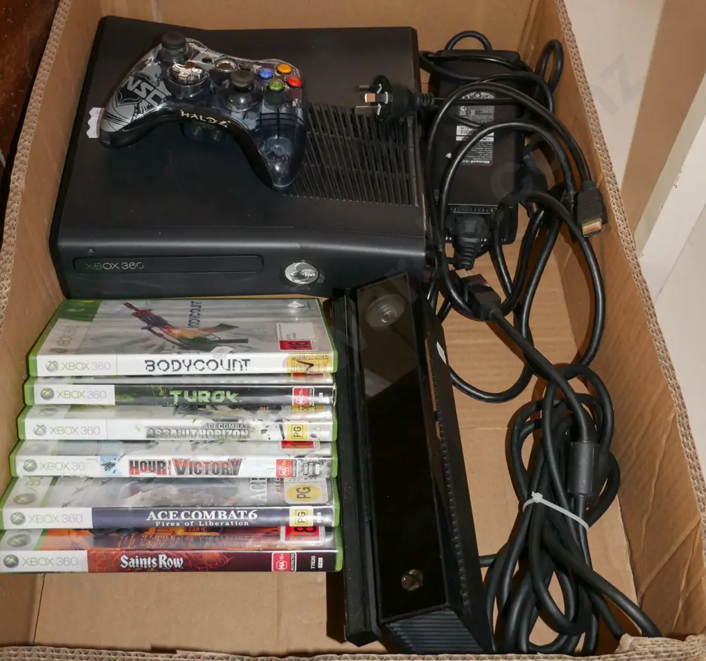 x-box 360 with controllers and games Image 1++