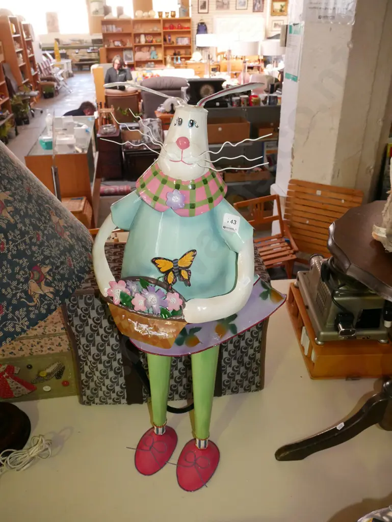 tall tin Easter bunny figurine H-750 Image 1++