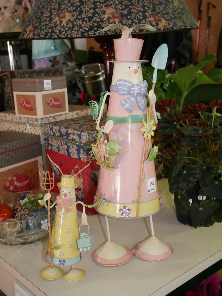 2x metal Easter bunny figurines H-430 Image 1++