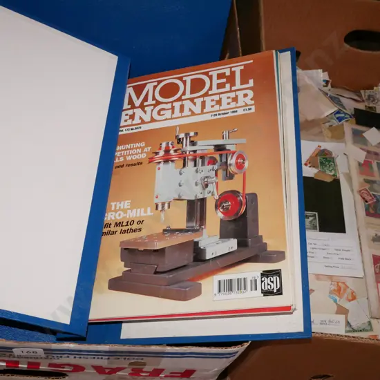 box of back issues of Model Engineer magazine