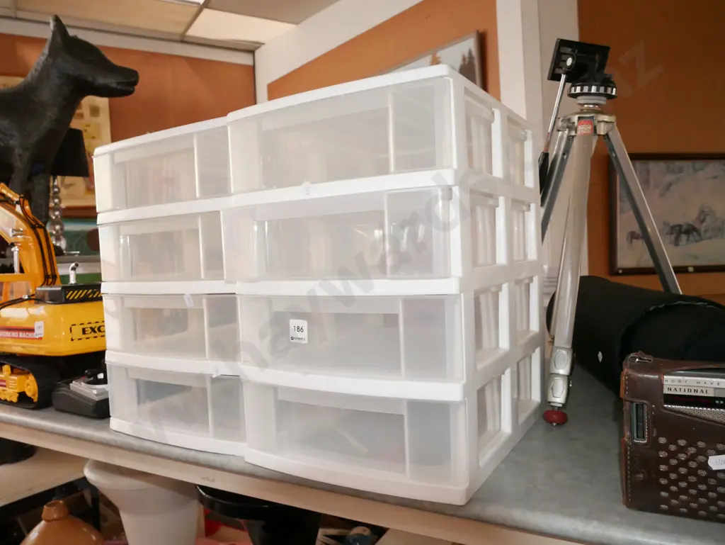 2x sets of Taurus 4 drawer plastic storage chests  Image 1++