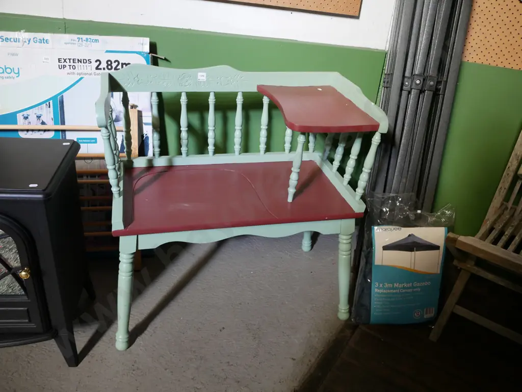 hand painted 2 leg spindle back hall seat/telephone table H-780 W-780 D-790 Image 1++