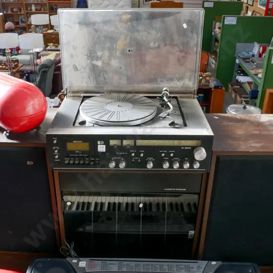 Pye stereo radio cassette turntable and cabinet