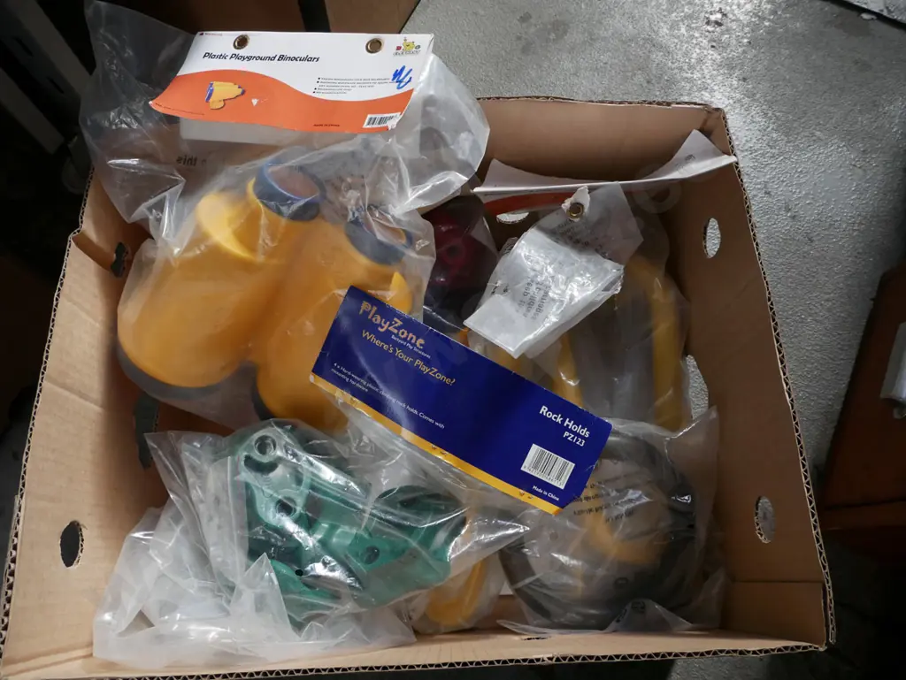 heavy duty plastic playground equipment; handles, binoculars, rock climbing holds etc Image 1++