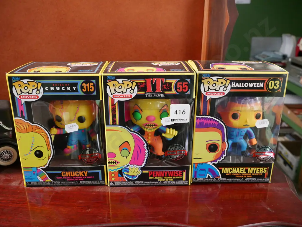 3x Pop Movies figurines; Chucky, Pennywise, Michael Myers Image 1++