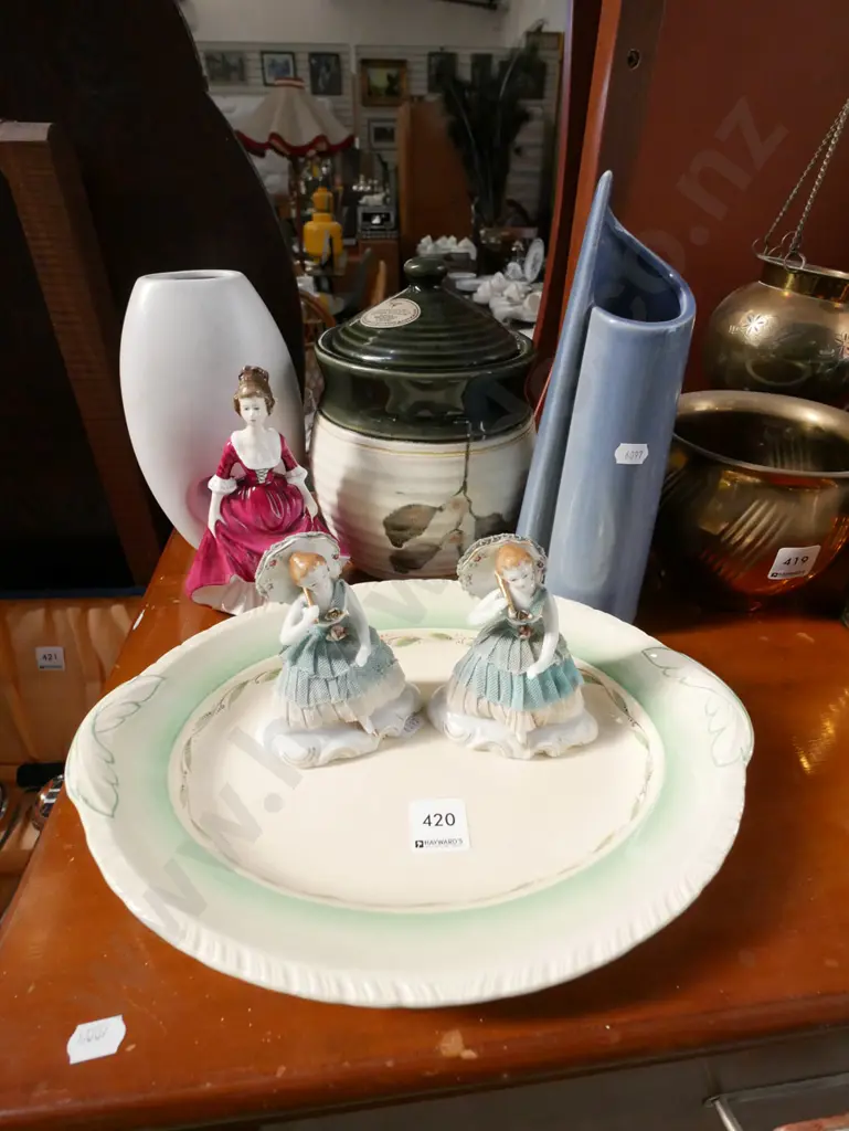 figurines, canister, vases, Newhall serving plate Image 1++