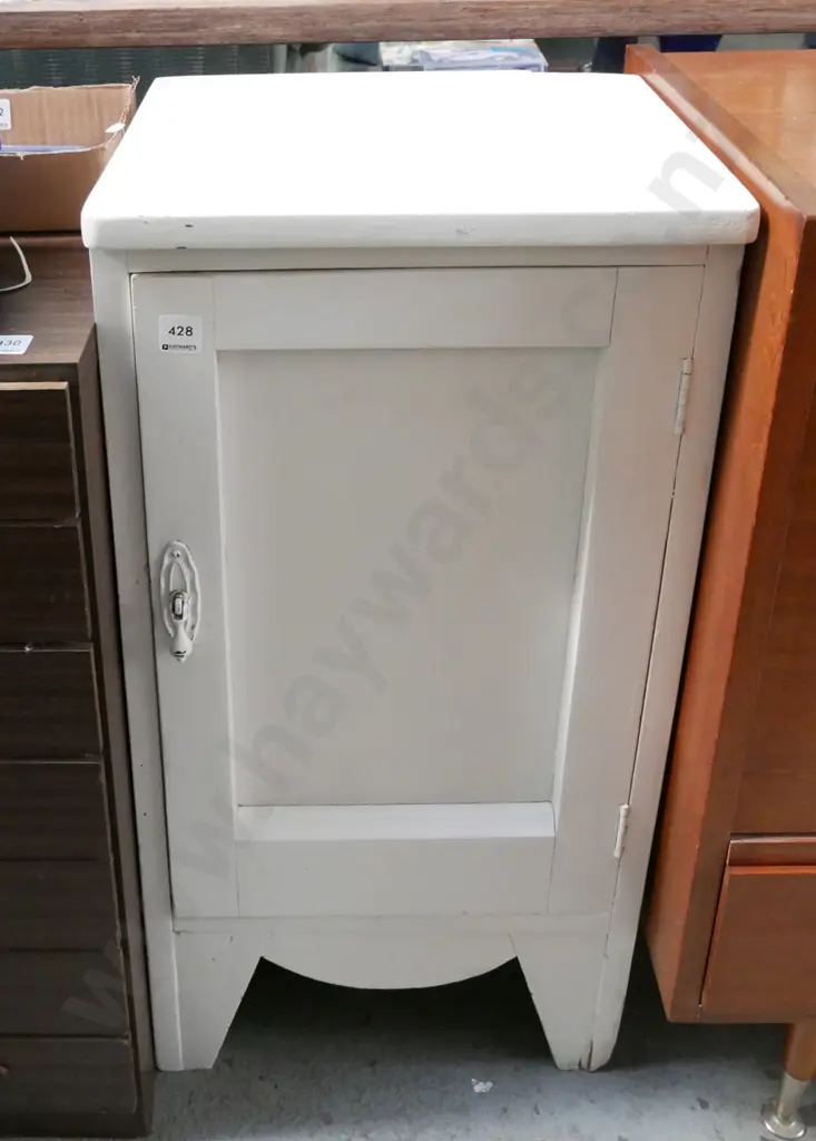 white painted single door pot cupboard  Image 1++
