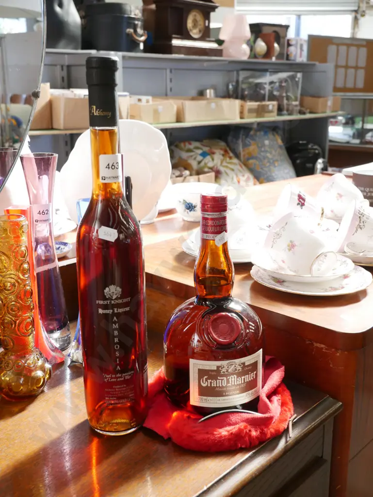 bottle of honey liqueur, bottle of grand Mariner - triple orange Image 1++