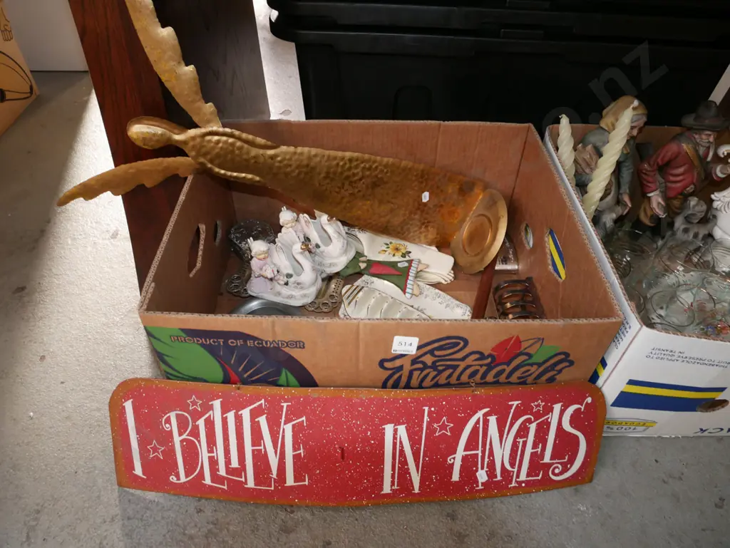 box; figural vases, toast rack, angel sign etc Image 1++