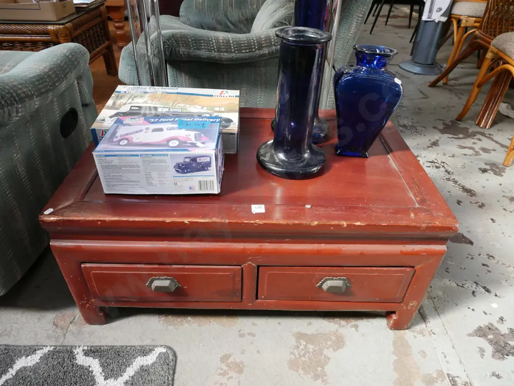 Asian 2 drawer coffee table H-360 W-810 D-530 Image 1++