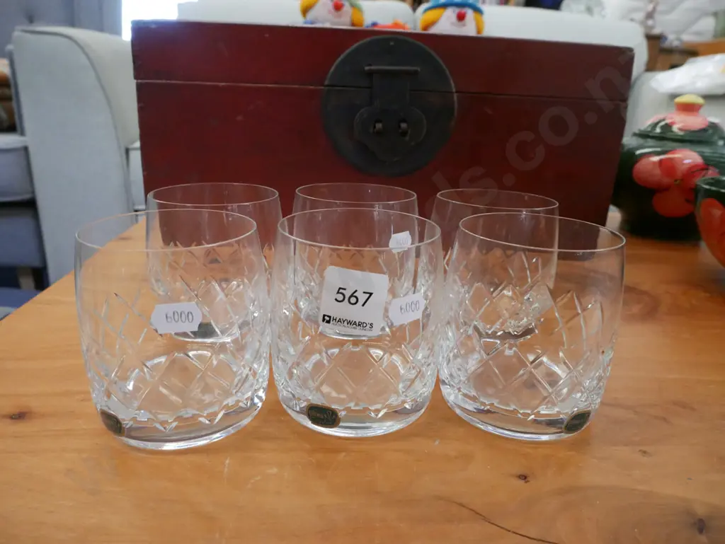 6x Bohemian crystal whisky tumblers Image 1++