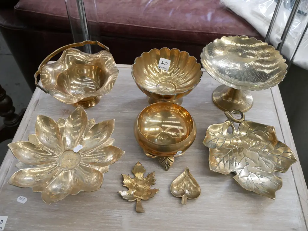 brass comports, leaf dishes Image 1++