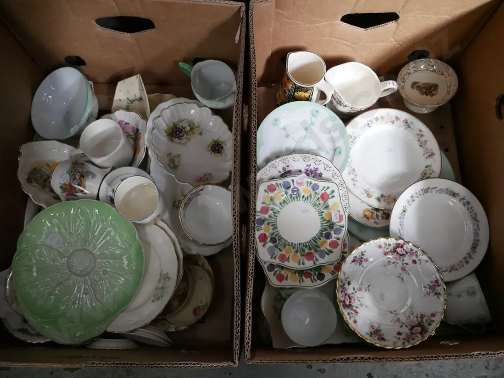 2x boxes; plates, saucers, cups bowls etc - red dots Image 1++