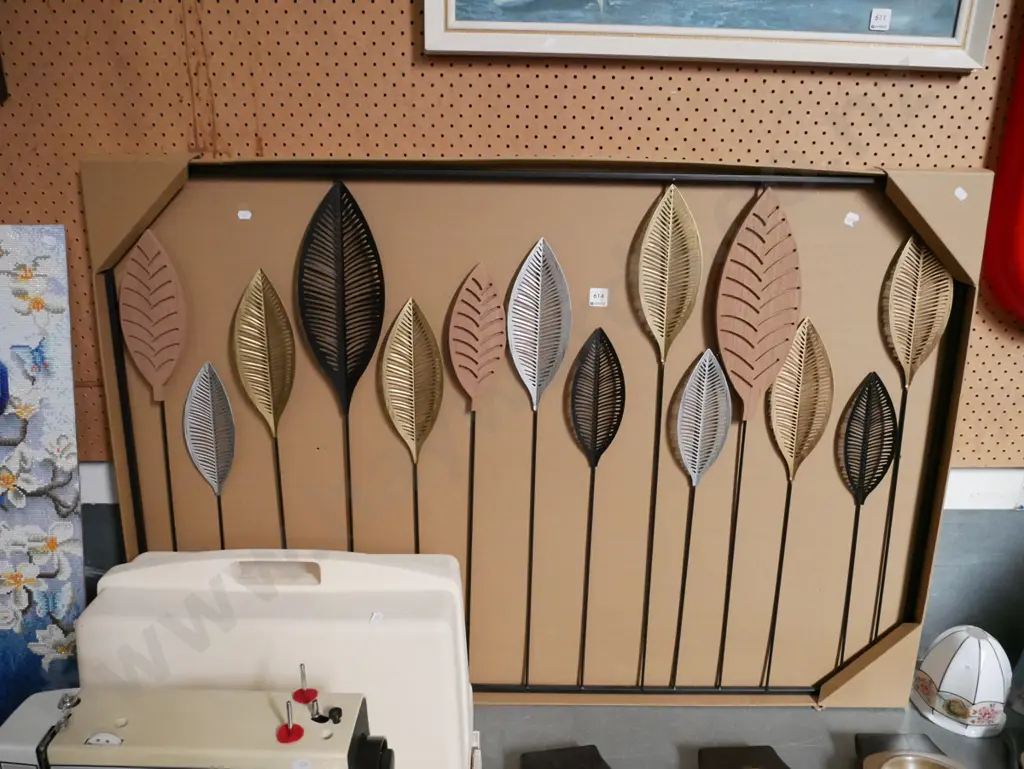 as new wood & metal leaf wall art H-800 W-1210 Image 1++