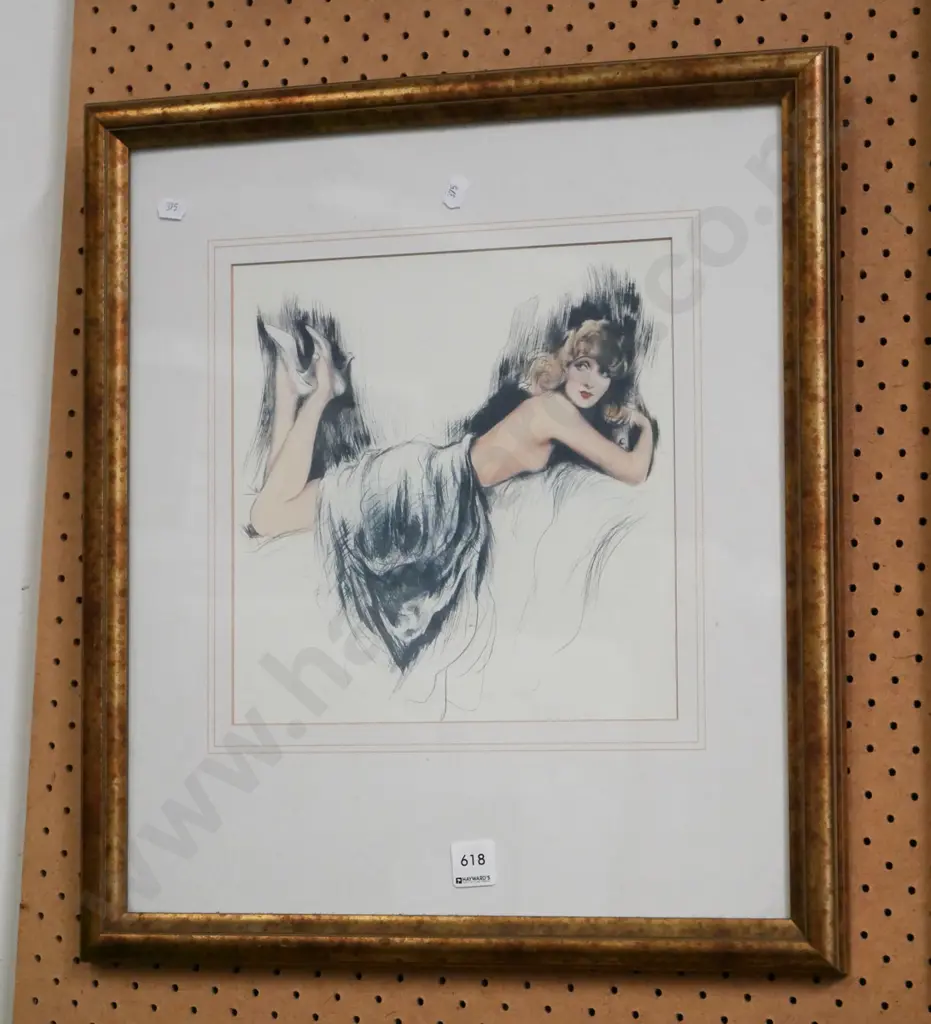 gilt framed print - woman reclining  Image 1++