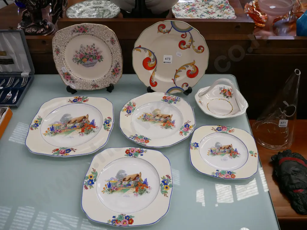 Tunstall plates & Royal Stafforshire handled dish Image 1++