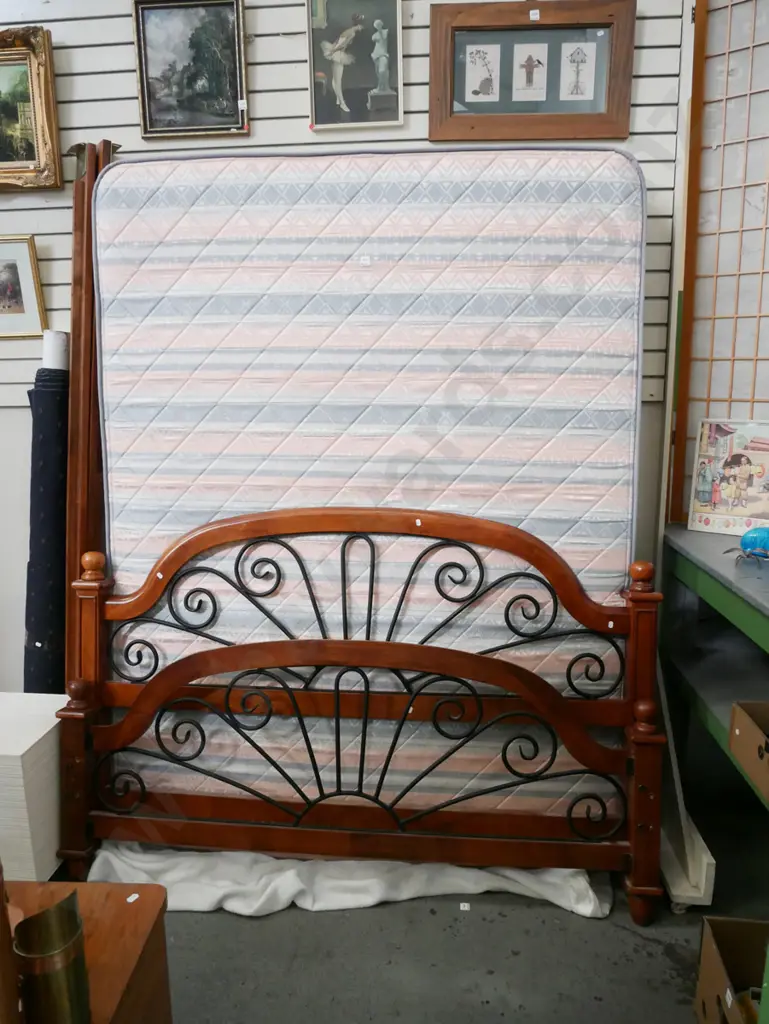 queen slat bed base and mattress Image 1++