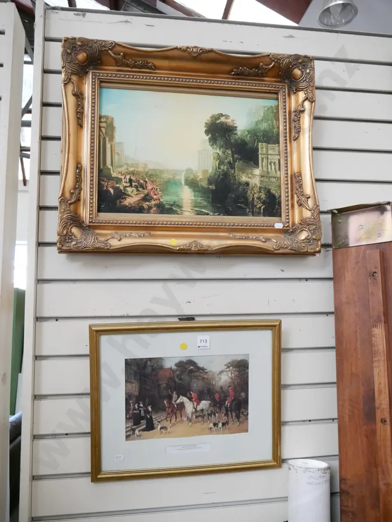 gilt framed print, hunting print - yellow dots Image 1++