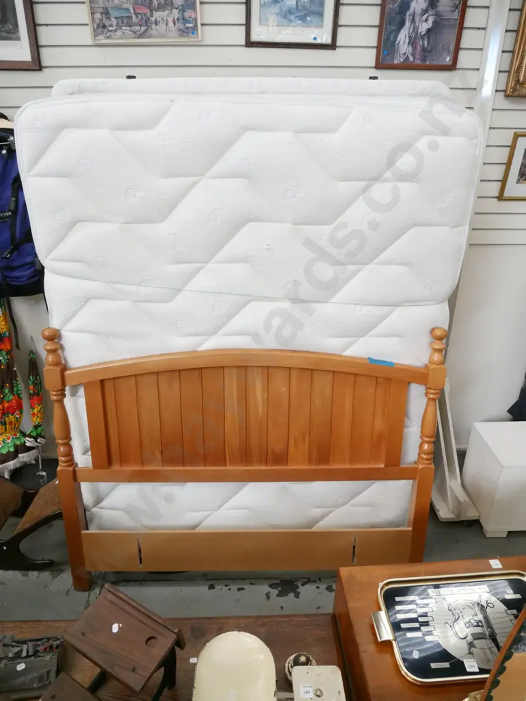 Sleepyhead queen bed base ansd mattress and rimu headboard Image 1++