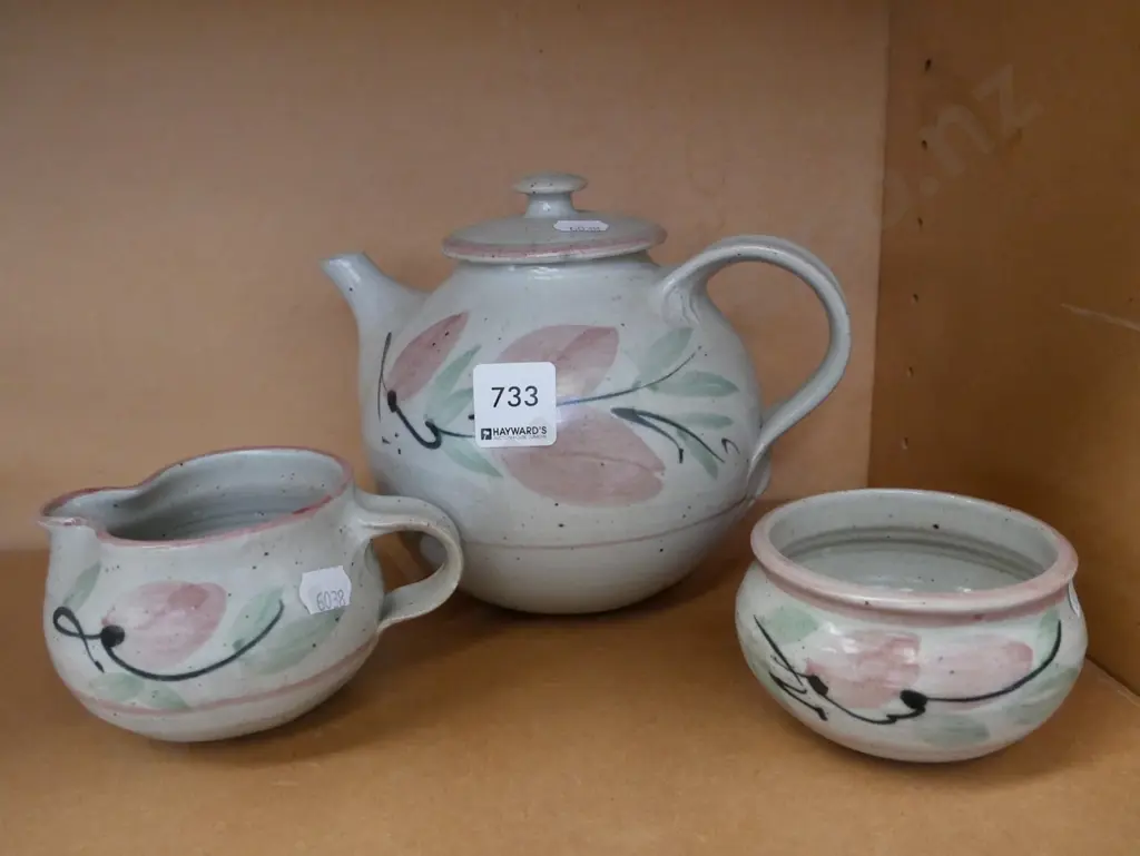 studio pottery tea pot, creamer etc Image 1++