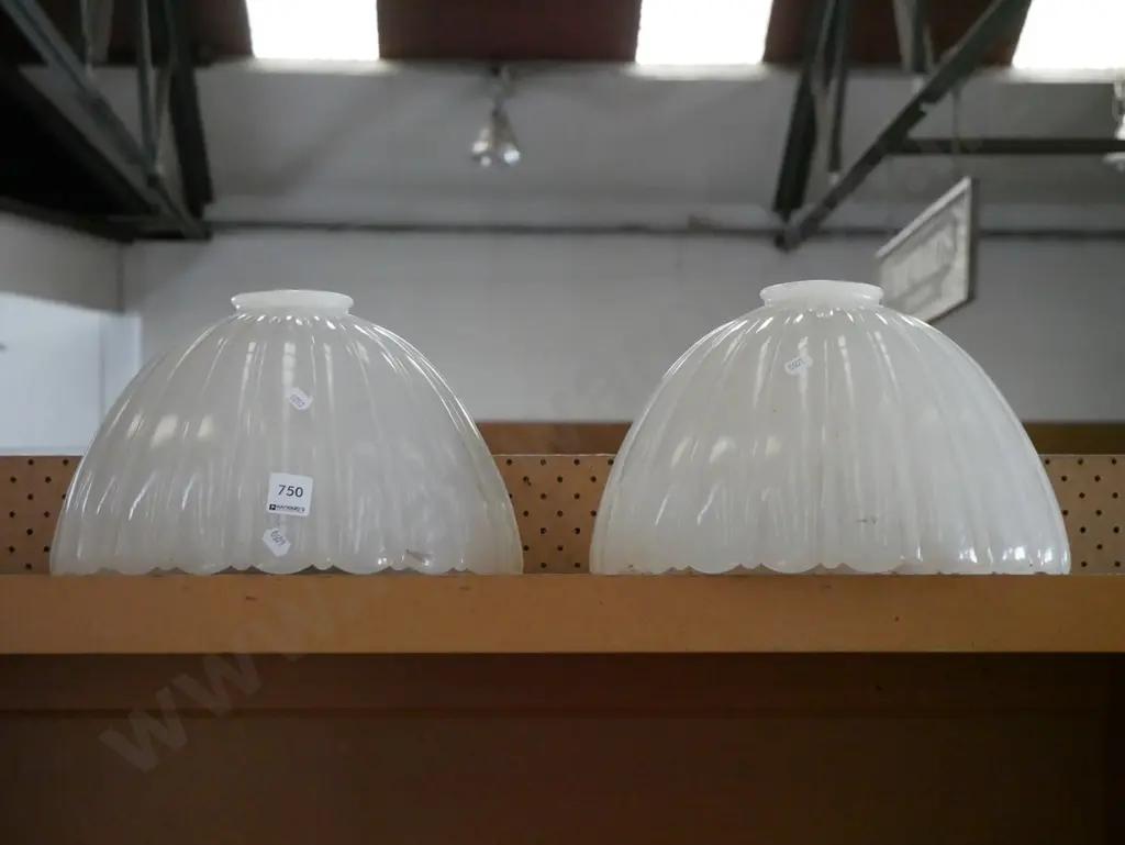 pair of Victorian heavy glass light shades Diam-300 Image 1++