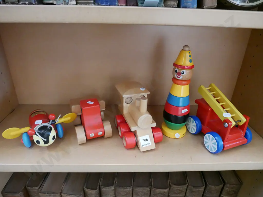 shelf of wooden toys Image 1++